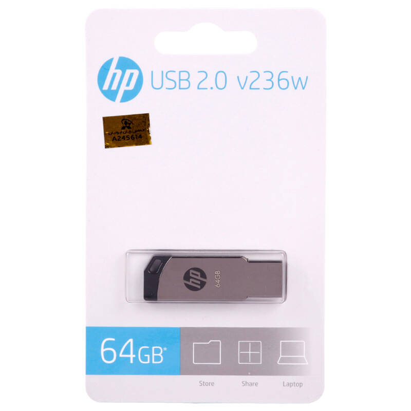 تصویر  فلش مموری HP مدل V236w  با ظرفیت 64 گیگابایت (گارانتی مادام العمر) 