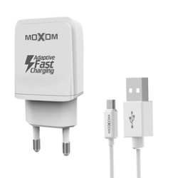 تصویر  شارژر دیواری MOXOM مدل KH_37 ( فست شارژر ) همراه کابل MicroUSB 