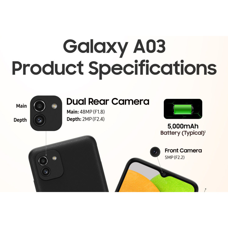 تصویر  گوشی موبایل سامسونگ مدل Galaxy A03 ظرفیت 32 گیگابایت رم 3 گیگابایت