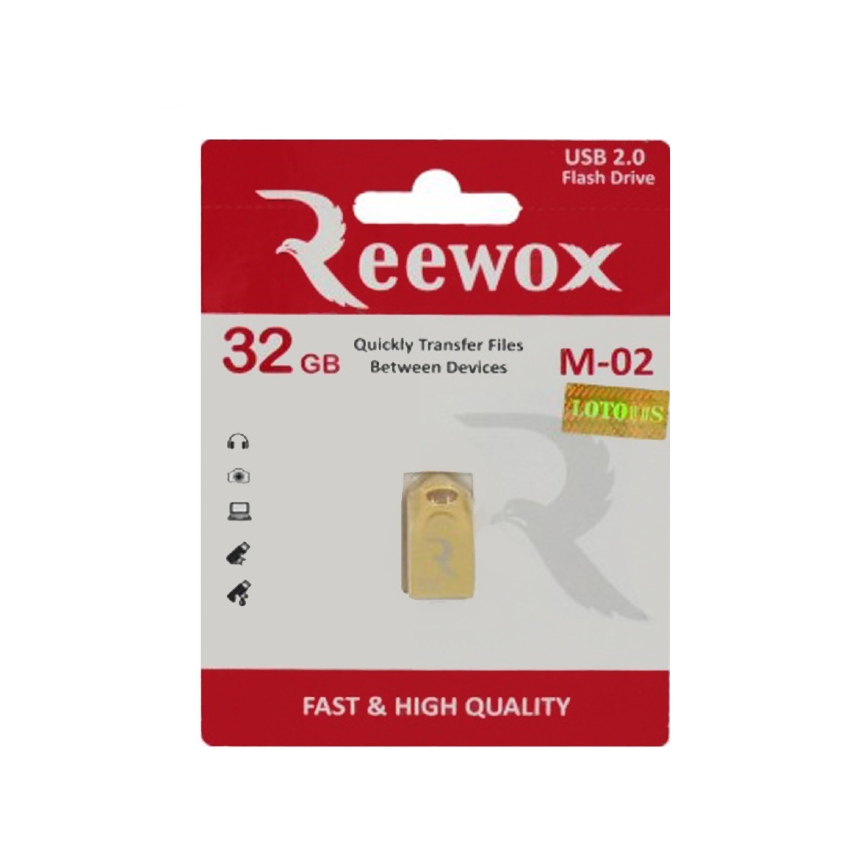 تصویر  فلش مموری Reewox مدل M-02 با ظرفیت 32 گیگابایت (گارانتی مادام العمر)