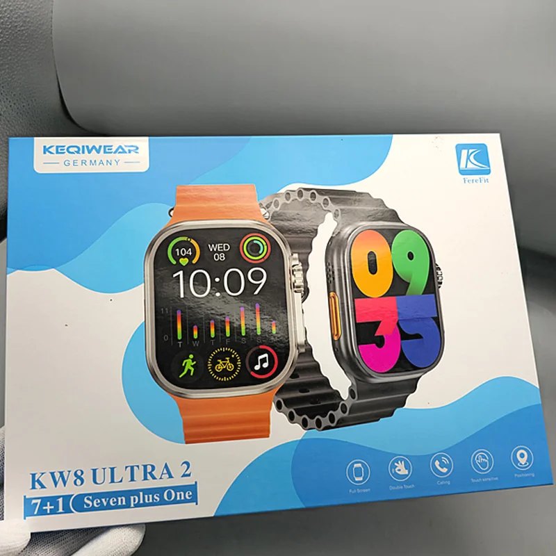 تصویر  ساعت هوشمند اولترا مدل KEQIWEAR KW8 Ultra 2 به همراه 7 عدد بند سیلیکونی