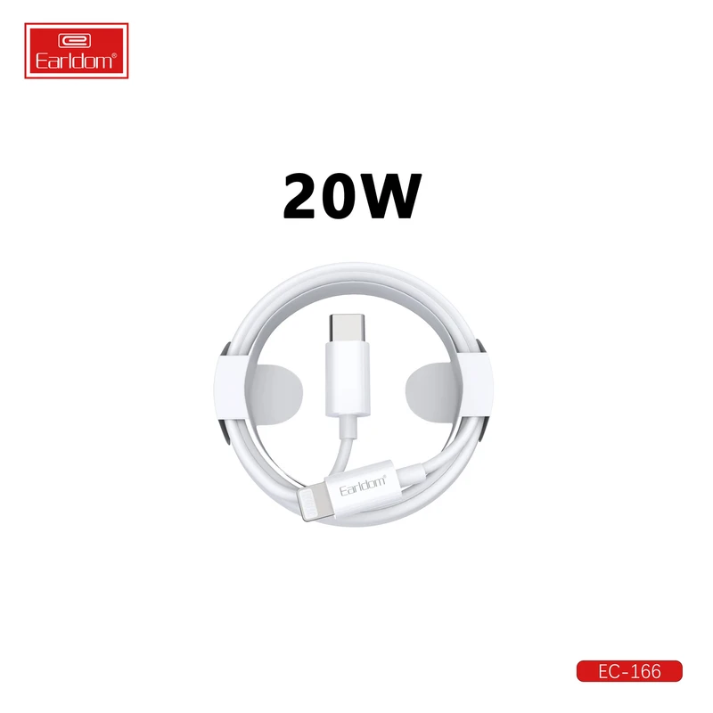 تصویر  کابل تبدیل USB-C به لایتنینگ ارلدام مدل EC-166i PD20W طول 1 متر